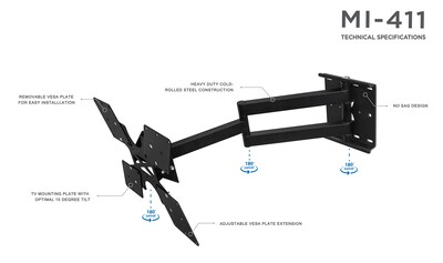 Mount-It! Articulating Full Motion TV Wall Mount for 32" to 52" TVs (MI-411L)