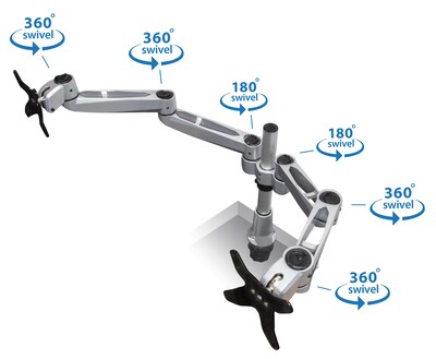 Mount-It! Modular Desk Mount Adjustable Monitor Arm, Up to 24" Monitors, Gray/Silver (MI-43111)