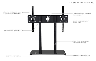 Mount-It! Pedestal TV Stand, Screens up to 55", Black (MI-846)