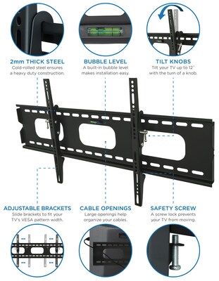 Mount-It! Low-Profile Tilting TV Wall Mount for 42"-70" TVs (MI-318L)