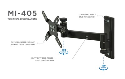 Mount-It! Single Monitor Wall Mount for 19" to 30" Monitors (MI-405)