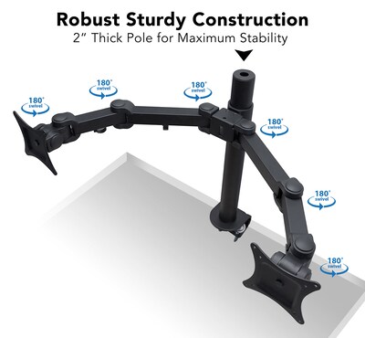 Mount-It! Dual Monitor Mount, Up To 27" Monitors, Black (MI-752)