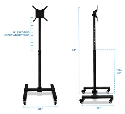 Mount-It! Metal Pedestal TV Stand, Screens up to 42", Black (MI-879)