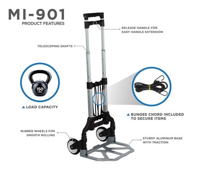 Mount-It! Folding Hand Truck and Dolly, 165 lbs., Silver/Black (MI-901)