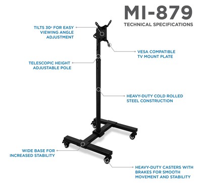 Mount-It! Metal Pedestal TV Stand, Screens up to 42, Black (MI-879)