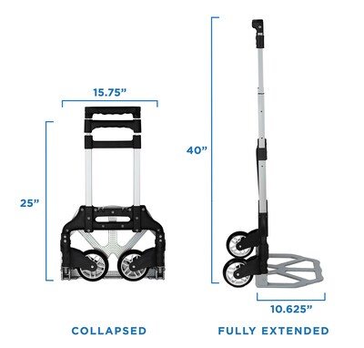 Mount-It! Folding Hand Truck and Dolly, 165 lbs., Silver/Black (MI-901)