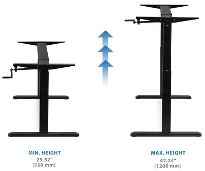 Mount-It! Manual Crank Standing Desk Frame, Black (MI-7931)