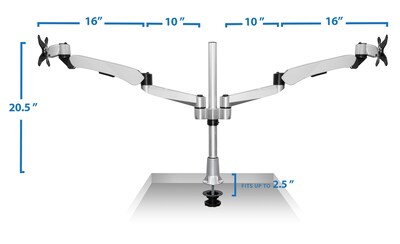 Mount-It! Modular Desk Mount Adjustable Monitor Arm, Up to 24" Monitors, Gray/Silver (MI-45111)