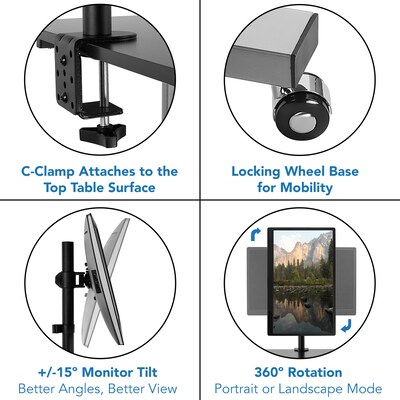 Mount-It! 28W Adjustable Steel Standing Desk with Monitor Mount, Gray/Black (MI-7942)