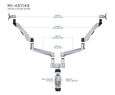 Mount-It! Modular Dual Adjustable Monitor Arms, Up to 30" Monitors, Gray/Silver (MI-45114)