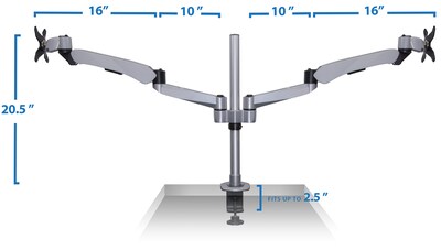 Mount-It! Modular Desk Mount Adjustable Monitor Arm, Up to 27" Monitors, Gray/Silver (MI-45116)