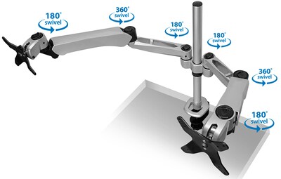 Mount-It! Modular Desk Mount Adjustable Monitor Arm, Up to 27" Monitors, Gray/Silver (MI-45116)