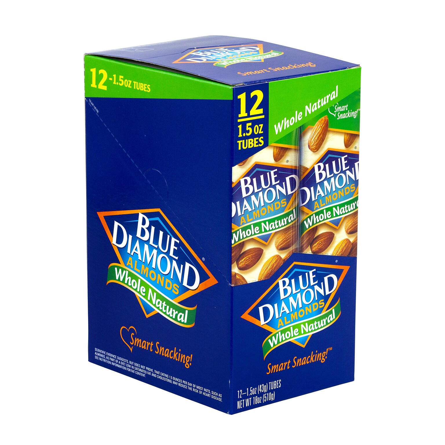 Blue Diamond Whole Natural Almonds, 1.5 oz., 12 Bags/Pack (209-02634)