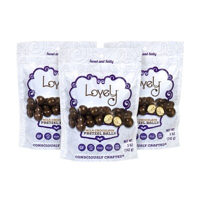 LOVELY Milk Chocolate Prezel Balls Candy, 5 oz, 3 Pack (256-00002)