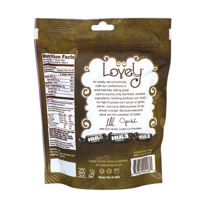 LOVELY All-Natural Hula Chews Coconut Dark Cocoa Candy, 5.5 oz, 3 Pack (256-00010)