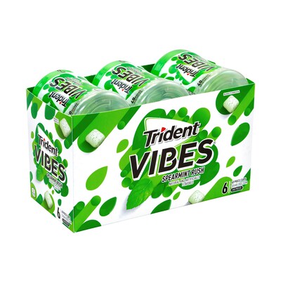 Trident Vibes Sugar Free Spearmint Rush Gum, 16 oz., 40 Pieces/Pack, 6/Pack (304-00082)