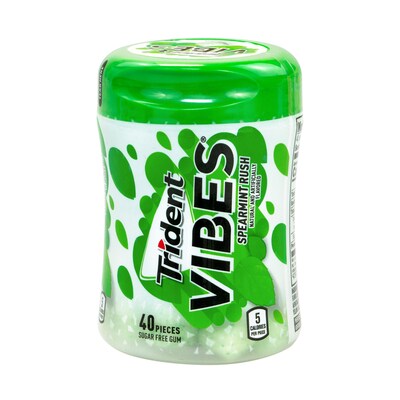 Trident Vibes Sugar Free Spearmint Rush Gum, 16 oz., 40 Pieces/Pack, 6/Pack (304-00082)