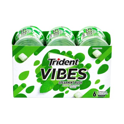 Trident Vibes Sugar Free Spearmint Rush Gum, 16 oz., 40 Pieces/Pack, 6/Pack (304-00082)