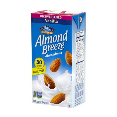 Blue Diamond Almond Breeze Unsweetened Vanilla Almondmilk, 64 fl. oz., 2/Pack (307-00081)