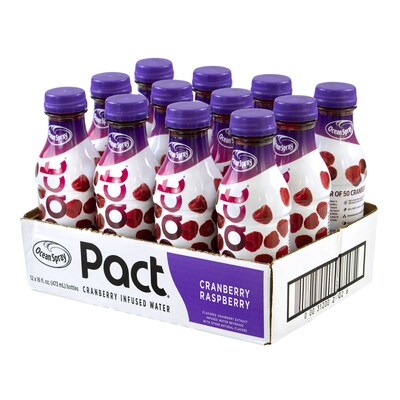 Ocean Spray Pact Cranberry Raspberry Infused Water, 16 oz, 12/Pack (307-00090)