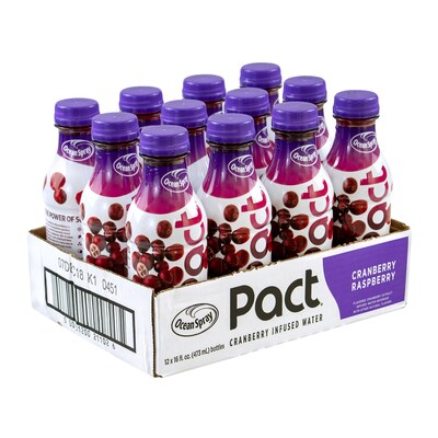 Ocean Spray Pact Cranberry Raspberry Infused Water, 16 oz, 12/Pack (307-00090)