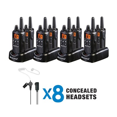 MIDLAND RADIO FRS License Free Business Two Way Radio Bundle, Black, 8/Pack (LXT600BBX4)