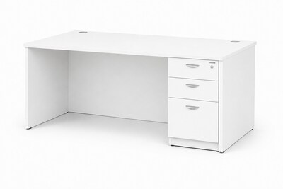 Boss Office Products 60W Single-Pedestal Office Desk, White (GROUPA23-WT)
