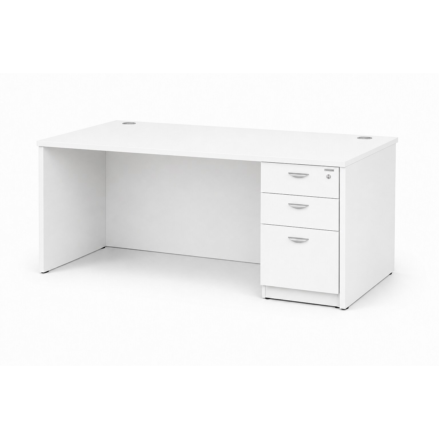 Boss Office Products 60W Single-Pedestal Office Desk, White (GROUPA23-WT)