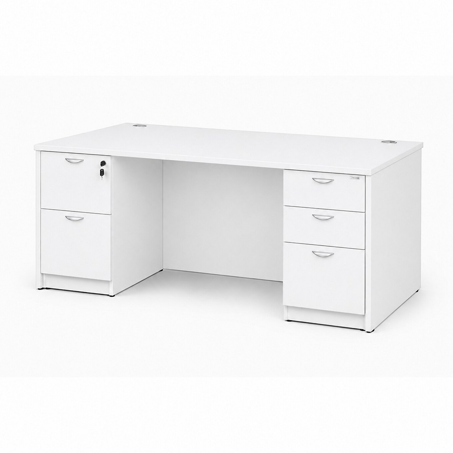 Boss Office Products 66W Double-Pedestal Office Desk, White (GROUPA22-WT)