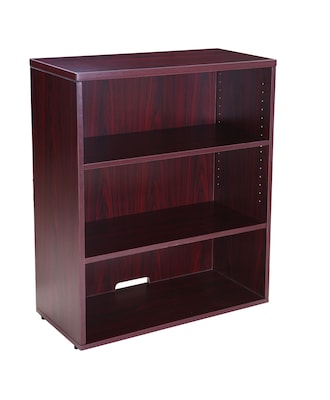 Boss Office Products 36H 3-Shelf Bookcase, Mahogany (N153-M)