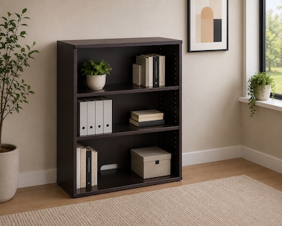 Boss Office Products 36H 3-Shelf Bookcase, Mocha (N153-MOC)