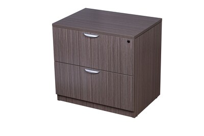 Boss Office Products U-Shaped Desk with Hutch, File Cabinet, and Bookcase, Driftwood (GROUPA28-DW)