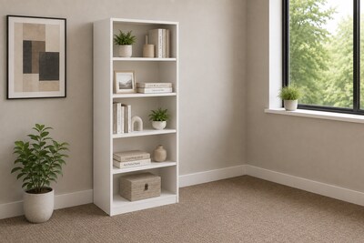 Boss Office Products 65.5 5-Shelf Bookcase, White (N158-WT)
