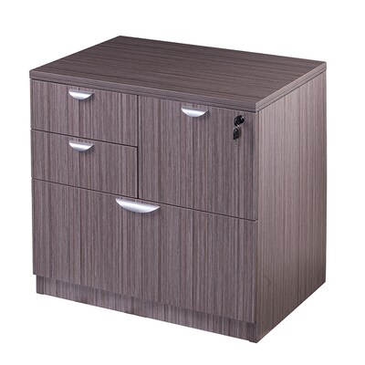 Boss Office Products Lateral File Cabinet, Letter/Legal Size, Lockable, 29H x 31W x 22D, Driftwood (N114-DW)