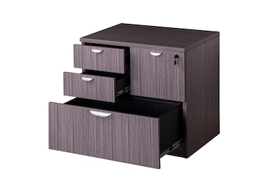Boss Office Products Lateral File Cabinet, Letter/Legal Size, Lockable, 29H x 31W x 22D, Driftwood (N114-DW)