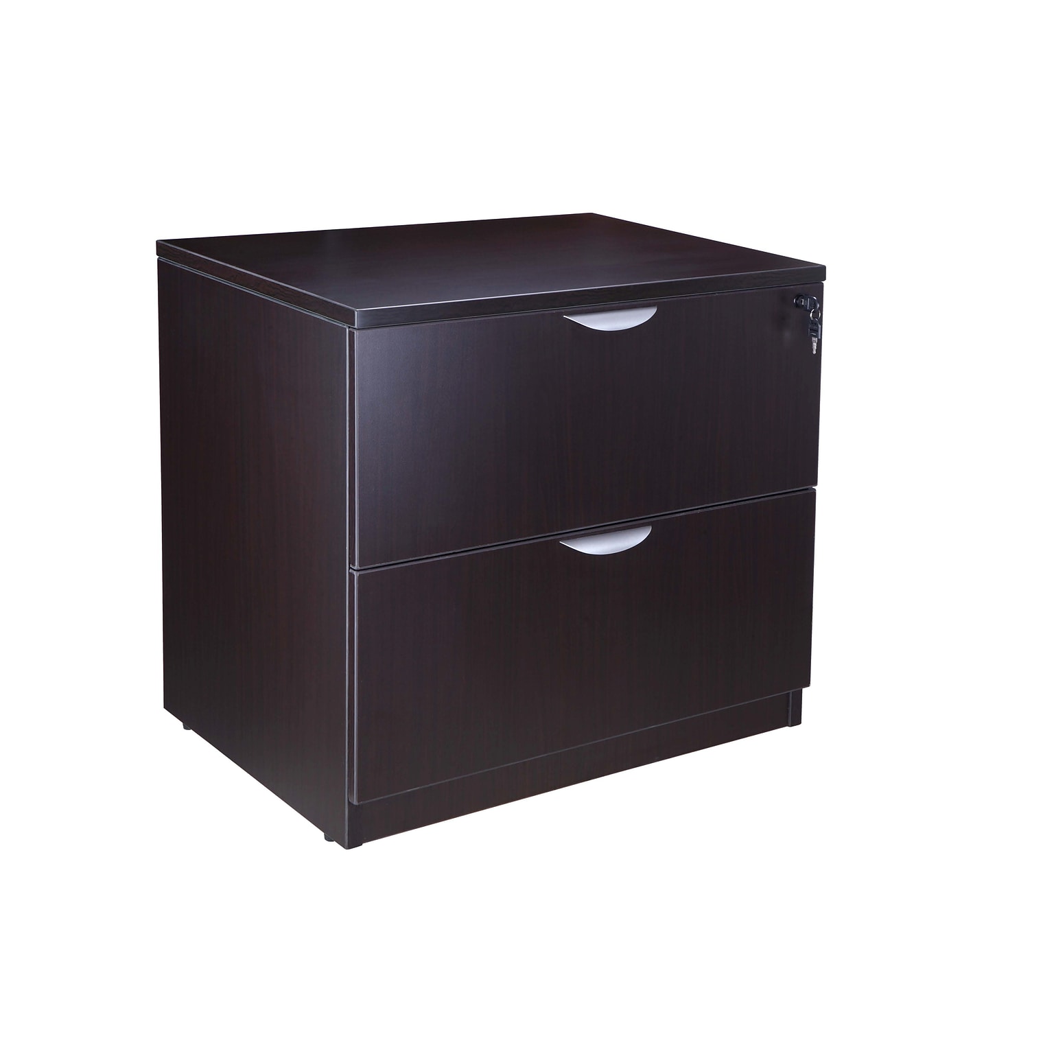 Boss Office Products 2-Drawer Lateral File Cabinet, Letter/Legal Size, Lockable, 29.5H x 31W x 22D, Mocha (N112-MOC)