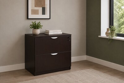 Boss Office Products 2-Drawer Lateral File Cabinet, Letter/Legal Size, Lockable, 29.5H x 31W x 22D, Mocha (N112-MOC)