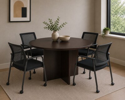 Boss Office Products 47" Round Conference Table, Mocha (N123-MOC)