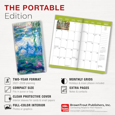2027-2028 BrownTrout Claude Monet 3.5" x 6.5" Monthly Planner (9798330710140)