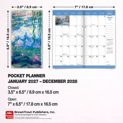 2027-2028 BrownTrout Claude Monet 3.5" x 6.5" Monthly Planner (9798330710140)
