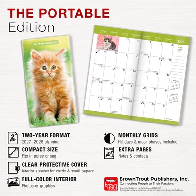 2027-2028 BrownTrout Kitten Cuddles 3.5" x 6.5" Monthly Planner (9798330710225)