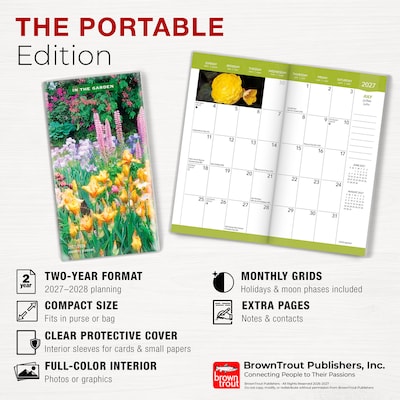 2027-2028 BrownTrout In the Garden 3.5" x 6.5" Monthly Planner (9798330710171)