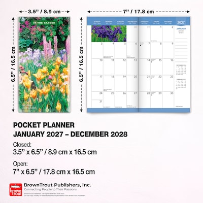 2027-2028 BrownTrout In the Garden 3.5" x 6.5" Monthly Planner (9798330710171)
