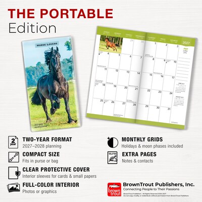 2027-2028 BrownTrout Horse Lovers 3.5" x 6.5" Monthly Planner (9798330710256)
