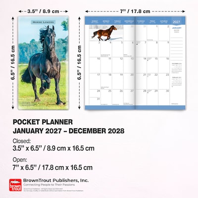 2027-2028 BrownTrout Horse Lovers 3.5" x 6.5" Monthly Planner (9798330710256)