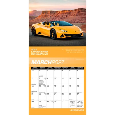 2027 BrownTrout Supercars 7" x 7" Monthly Wall Calendar (9798330714971)