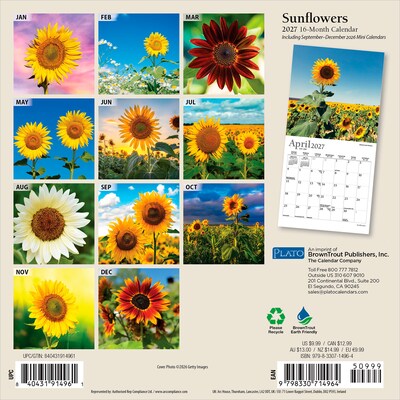 2027 BrownTrout Sunflowers 7 x 7 Monthly Wall Calendar (9798330714964)