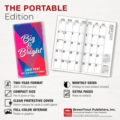 2027-2028 BrownTrout Big & Bright Large Print 3.5" x 6.5" Monthly Planner (9798330710157)