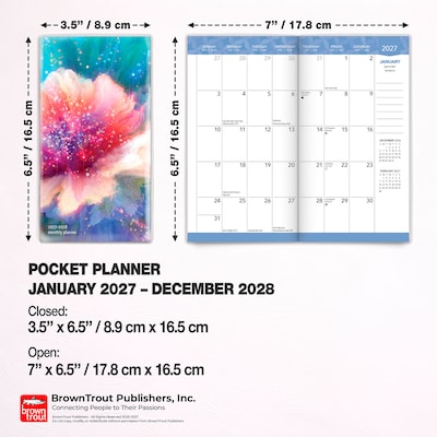 2027-2028 BrownTrout Floral Fireworks 3.5" x 6.5" Monthly Planner (9798330710164)