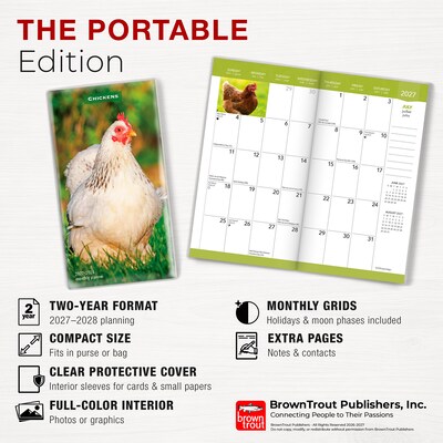 2027-2028 BrownTrout Chickens 3.5" x 6.5" Monthly Planner (9798330710249)
